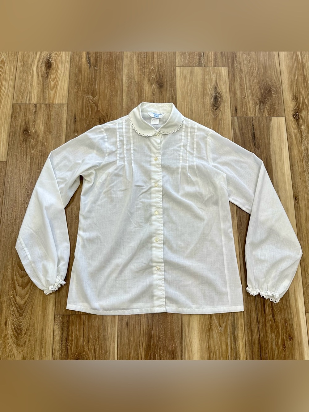Vtg 60s Sears #2675 Lace Detail Blouse Prairie Traditional Cottage Core, Size 10